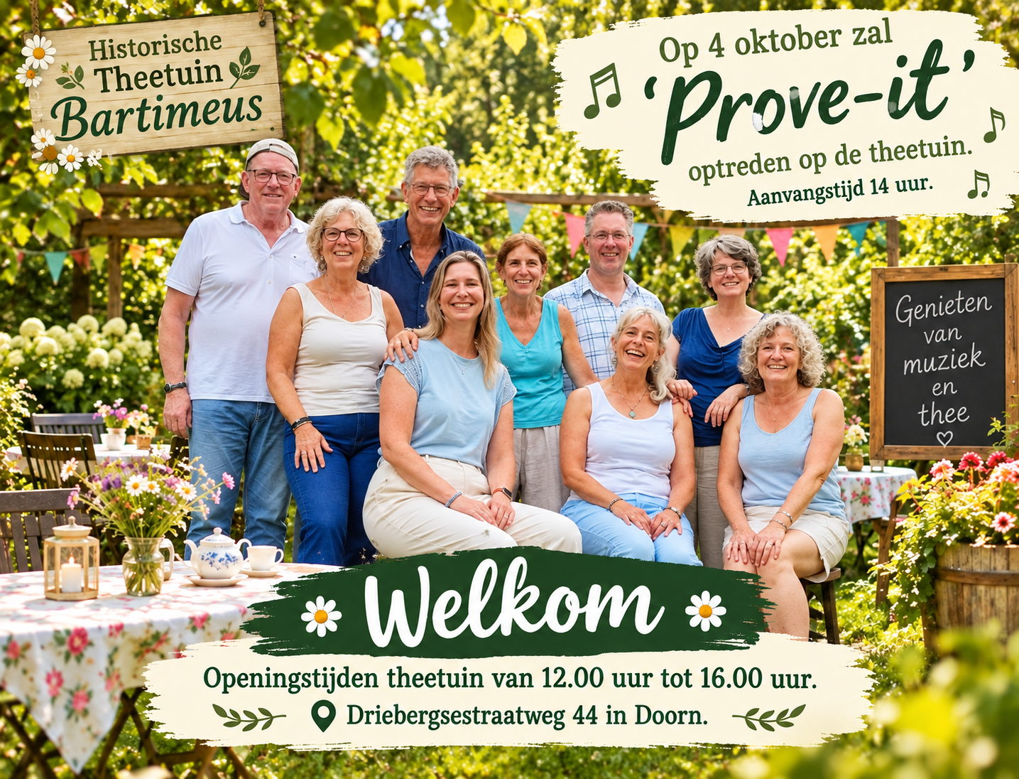 Optreden door 'Prove-it' in de Theetuin op 4 oktober 2026