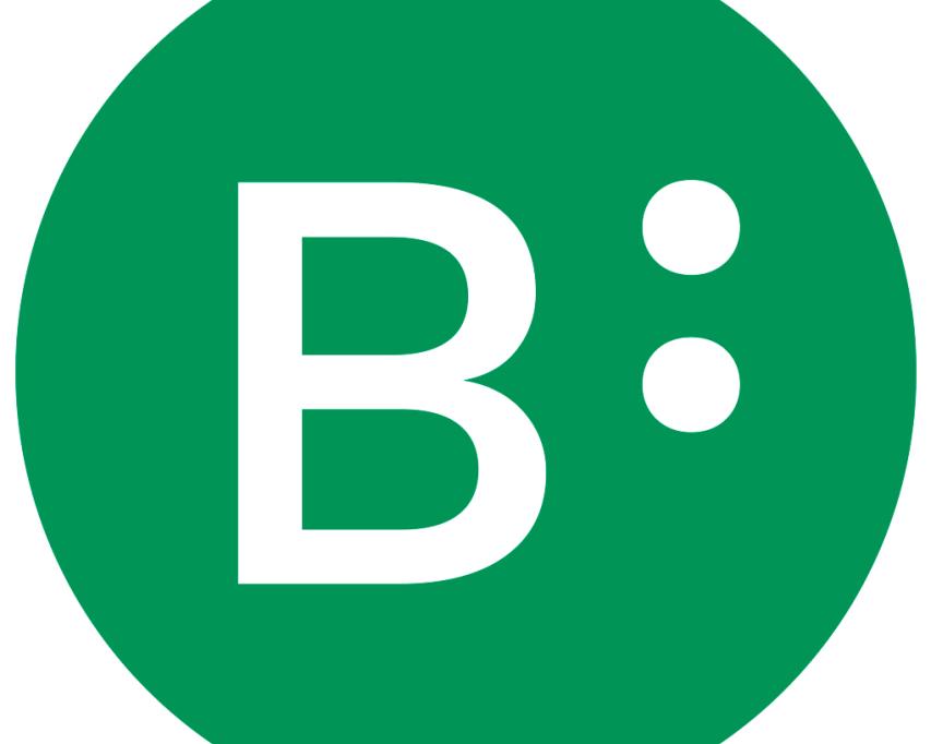 Bartiméus logo met witte B en 2 braillepunten