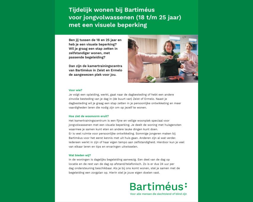Voorblad flyer met afbeelding van 3 personen die aan het koken zijn
