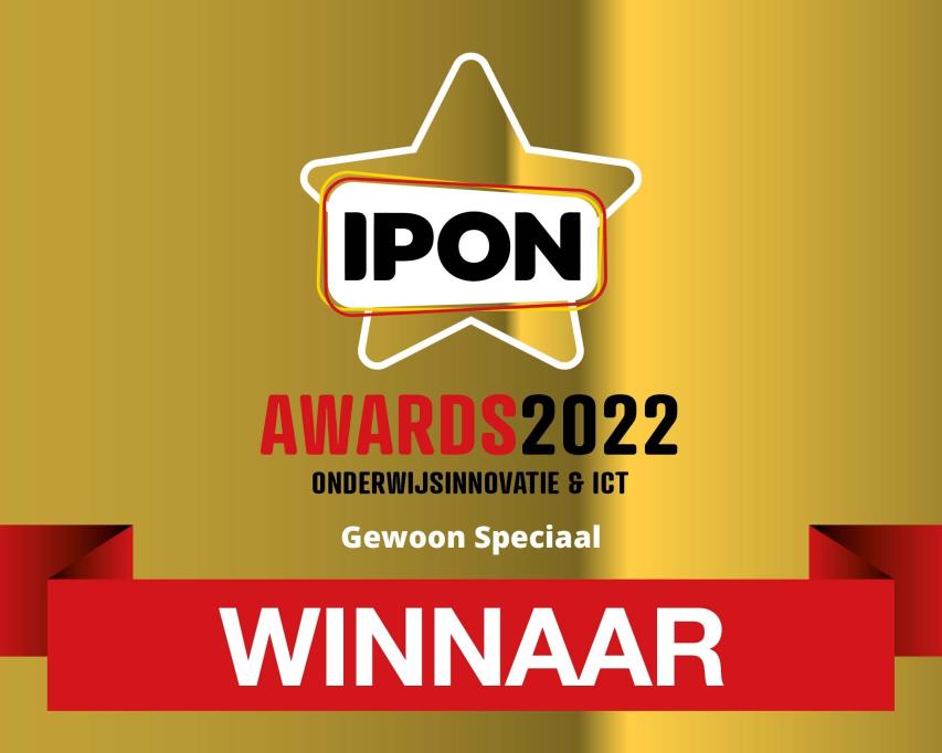 goudkleurig logo van winnaar IPON award