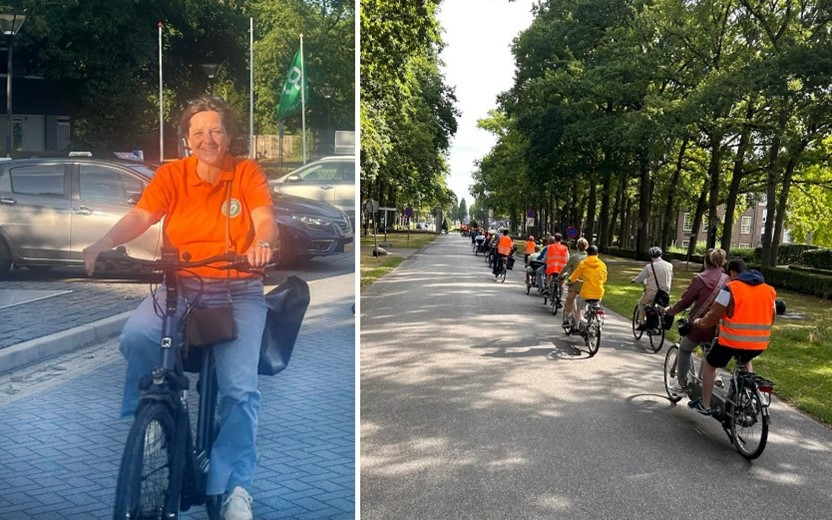 Bewoners en vrijwilligers op de fiets