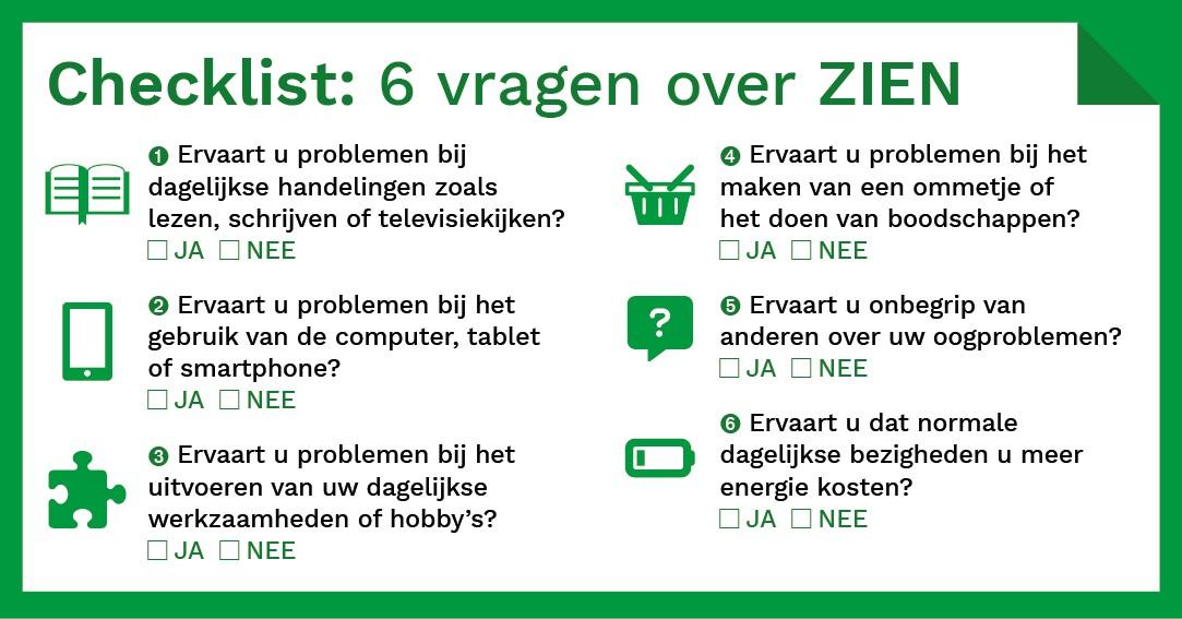 Checklist met 6 vragen over zien