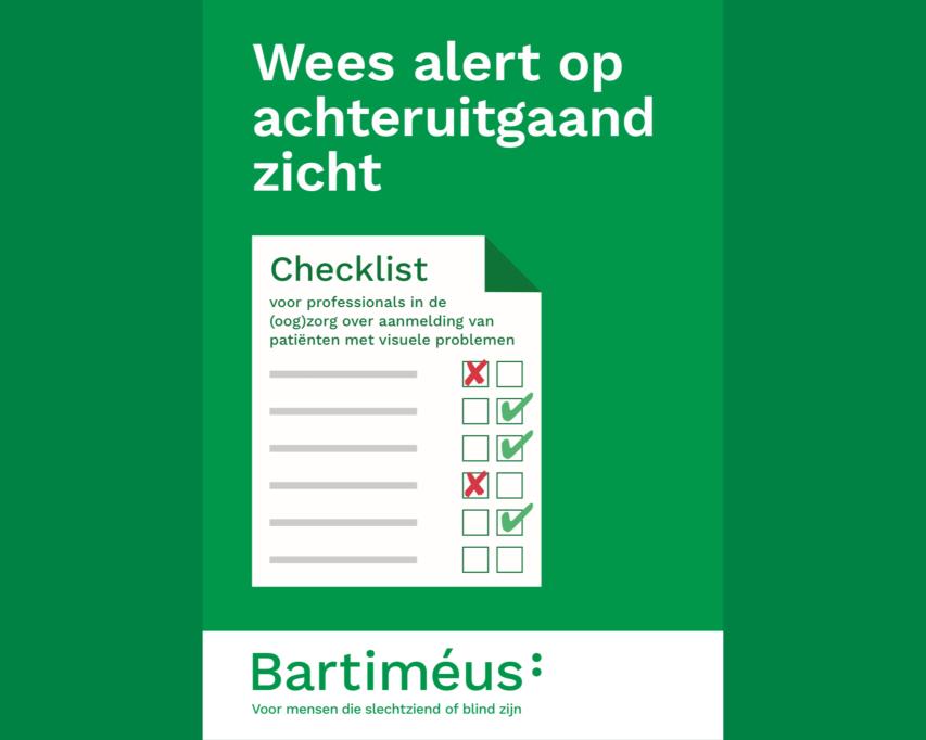 Voorblad van de flyer met illustratie van een lijst met vinkjes