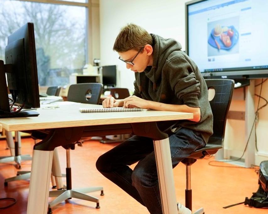 Leerling jongen in de klas