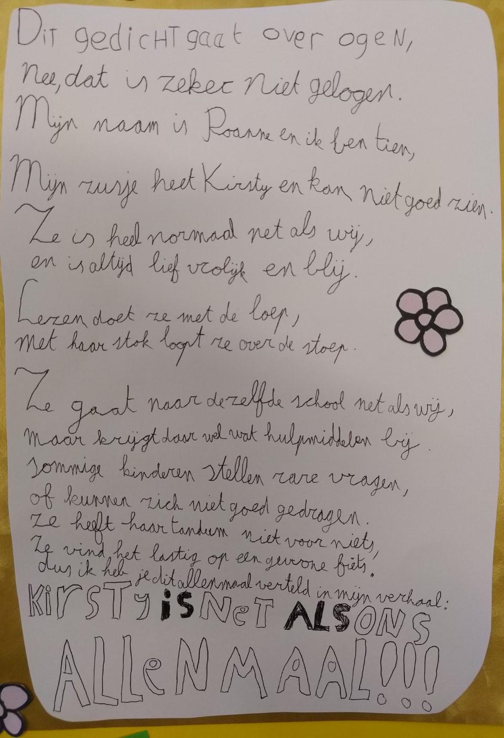Afbeelding van gedicht met bloem erop getekend